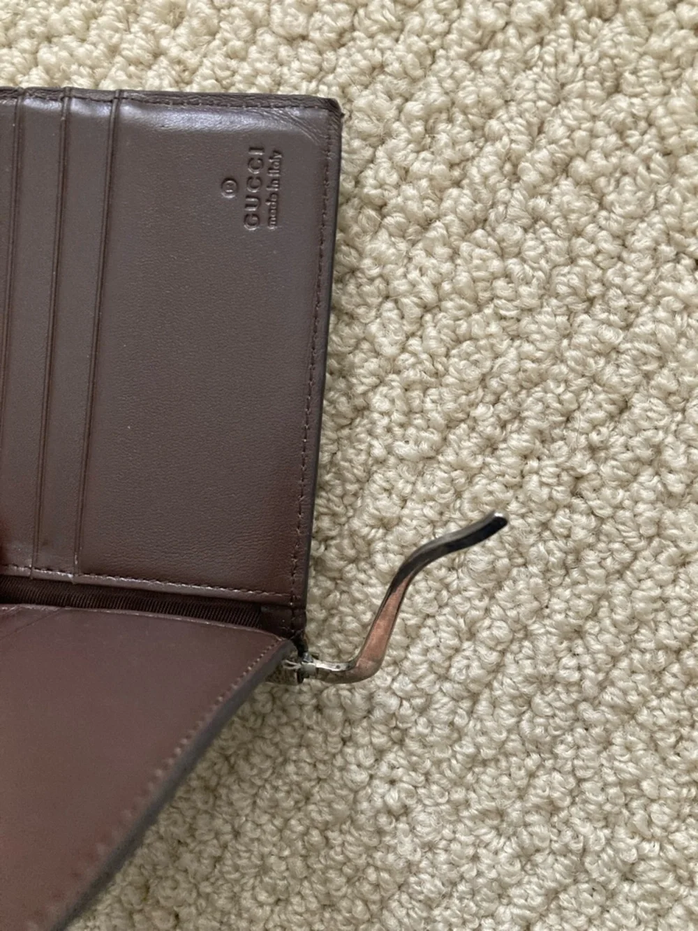 Vintage Gucci GG Monogram Bifold Wallet Money Clip Pre-2000 Brown Canvas Leather